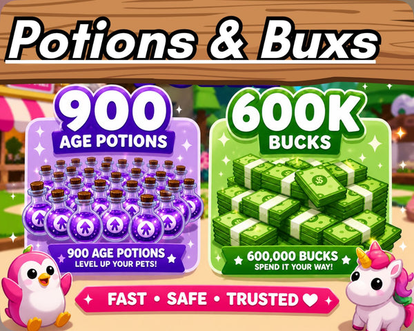 600k bucks 💸 and 900 age potions 🧪